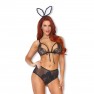 Conjunto de Encaje y Satén Bunny Negro - photo 0