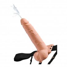 Consolador con arnés hueco eyaculador de 19 cm